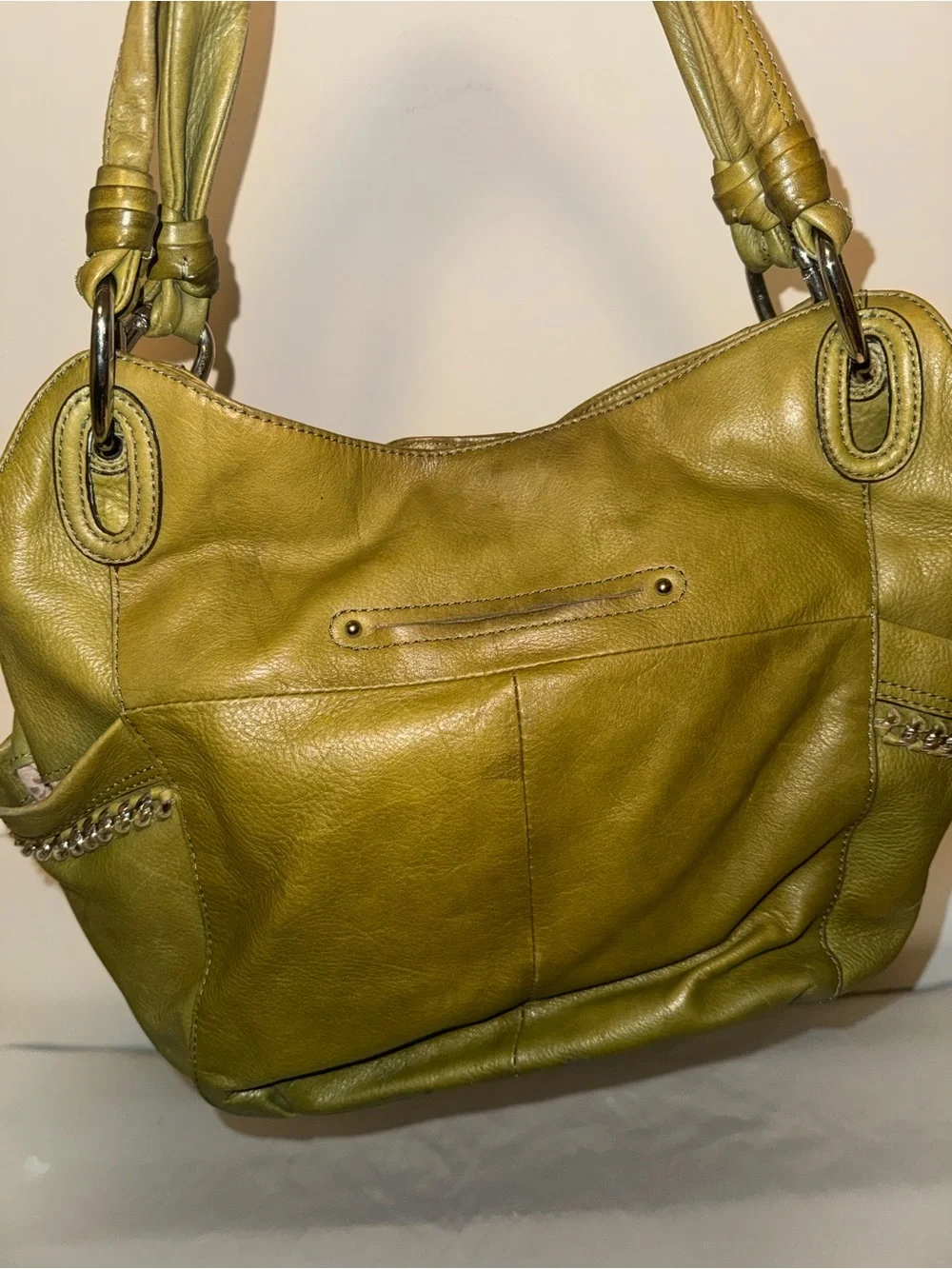 Olive Green Leather Shoulder Bag